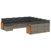 vidaXL 12 pcs conjunto de sof&aacute;s jardim c/ almofad&otilde;es vime PE cinzento