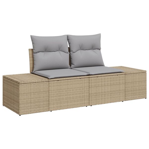 vidaXL Conjunto de Sof&aacute; de Jardim 8 pcs Bege Rattan Sint&eacute;tico