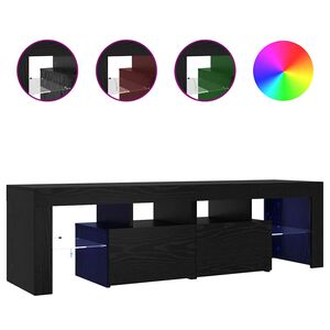 vidaXL M&oacute;vel para TV com luzes LED, carvalho preto, 140x36,5x40 cm, madeira engenheirada