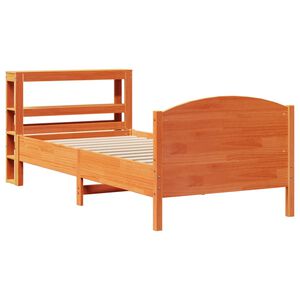 vidaXL Cama sem colch&atilde;o 75x190 cm madeira de pinho maci&ccedil;a castanho-mel
