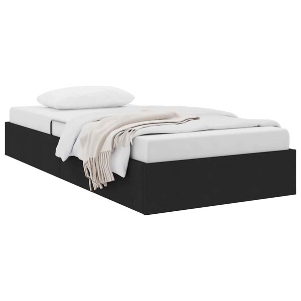 vidaXL Cama com Armazenamento com colch&atilde;o Preto 90 x 190 cm tecido