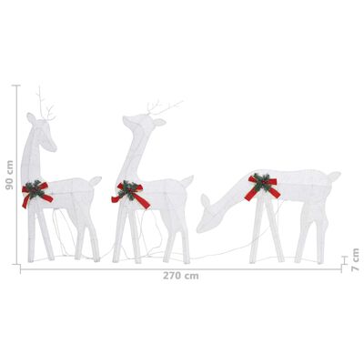 vidaXL Família de renas de Natal 270x7x90 malha branca
