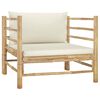 vidaXL 7 pcs conj. lounge p/ jardim em bambu c/ almofadões branco nata