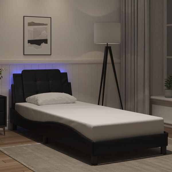 vidaXL Estrutura de cama com LED sem colch&atilde;o Zadar 80x200 cm preto