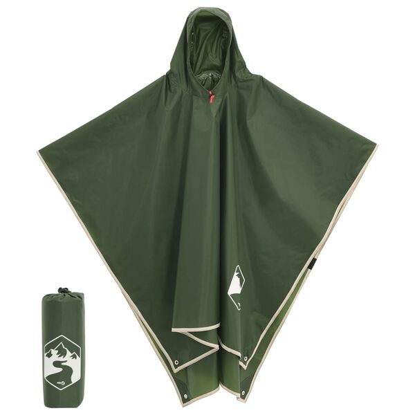vidaXL Poncho de chuva com capuz design 2 em 1 223x145 cm verde