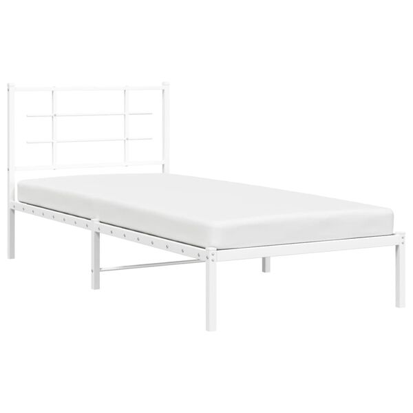 vidaXL Estrutura de cama com cabeceira 90x190 cm metal branco