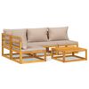 vidaXL 5pcs conj. lounge jardim madeira c/almofad&otilde;es cinza-acastanhado