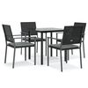 vidaXL 5 pcs conjunto de jantar p/ jardim c/ almofad&otilde;es vime PE e a&ccedil;o