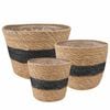 vidaXL 3 unid. Natural e Preto &Oslash;26 x 19 cm 100% Erva marinha