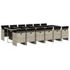 vidaXL 13 pcs conj. jantar jardim c/ almofad&otilde;es vime PE cinzento-claro
