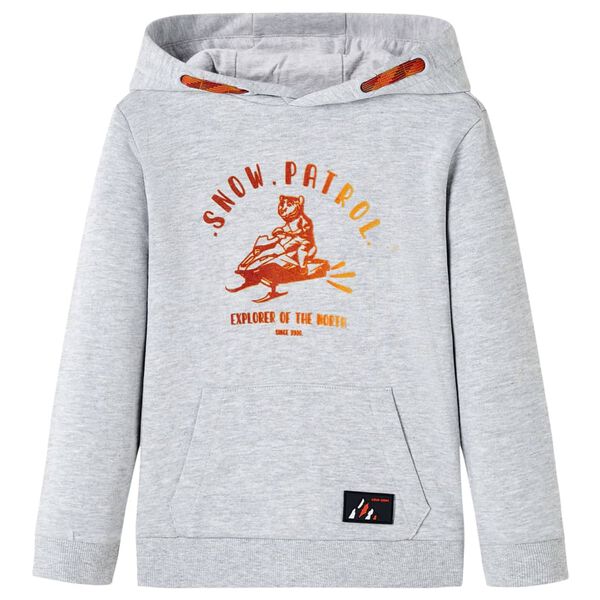 Sweatshirt para crian&ccedil;a com capuz cinzento mesclado e laranja 104