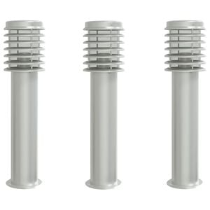 vidaXL Candeeiros de ch&atilde;o para exterior 3 pcs 60 cm a&ccedil;o inox. prateado