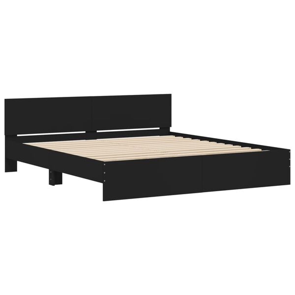 vidaXL Estrutura de cama com cabeceira 200x200 cm preto
