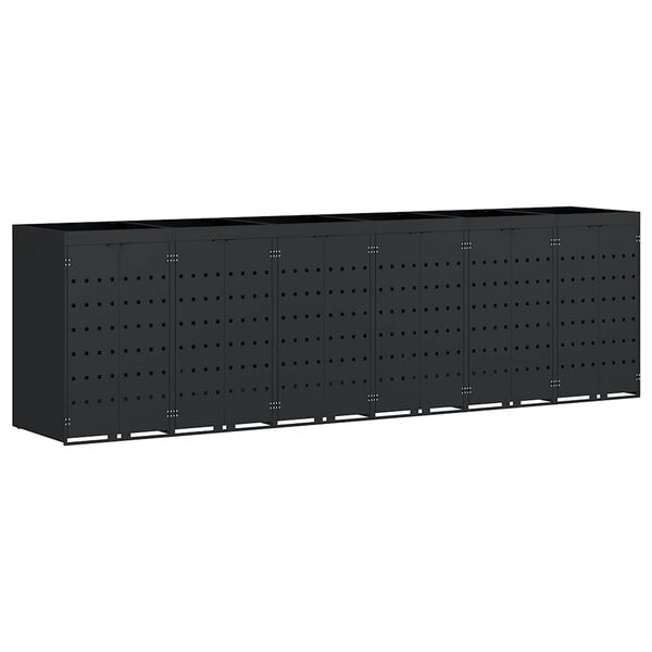 vidaXL Armazenamento para Lixeiras M&oacute;veis para 6 Ca&ccedil;ambas Preto