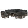 vidaXL Conjunto de Sof&aacute; de Jardim 12 unid. Cinza e Cinza Escuro