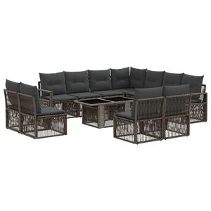 vidaXL Conjunto de Sof&aacute; de Jardim 12 unid. Cinza e Cinza Escuro