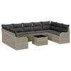 vidaXL Conjunto de Sof&aacute; de Jardim 10 unid. Cinzento-claro vime PE