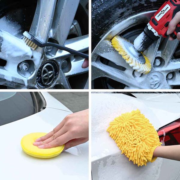 vidaXL Conjunto de Escovas para Carro Multicolor vime PE