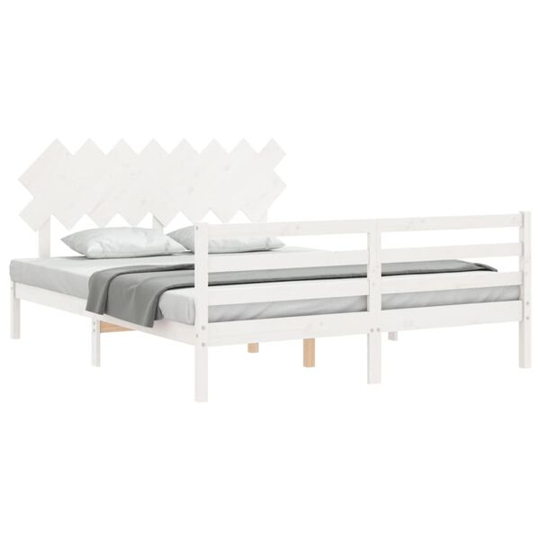 vidaXL Estrutura de cama com cabeceira 160x200 cm madeira maciça