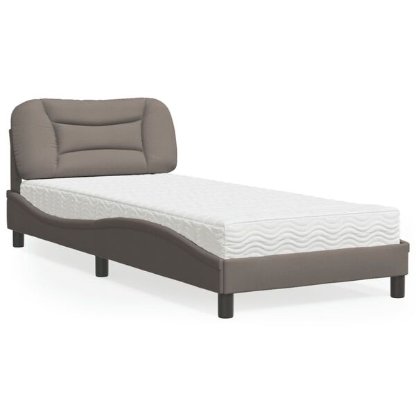 vidaXL Cama com colch&atilde;o Hvar 90x190 cm tecido castanho-acinzentado