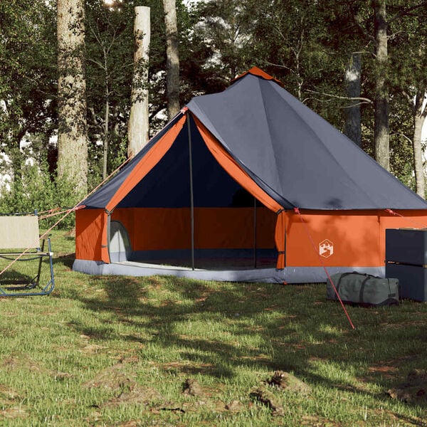 vidaXL Tenda familiar tipi para 6 pessoas imperme&aacute;vel cinza/laranja