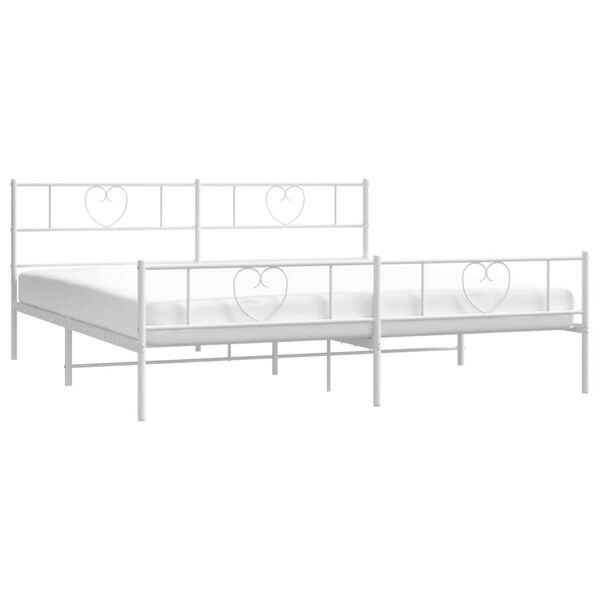 vidaXL Estrutura de cama com cabeceira e p&eacute;s 180x200 cm metal branco