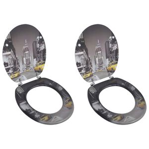 vidaXL Assentos de sanita com tampas 2 pcs MDF Nova Iorque