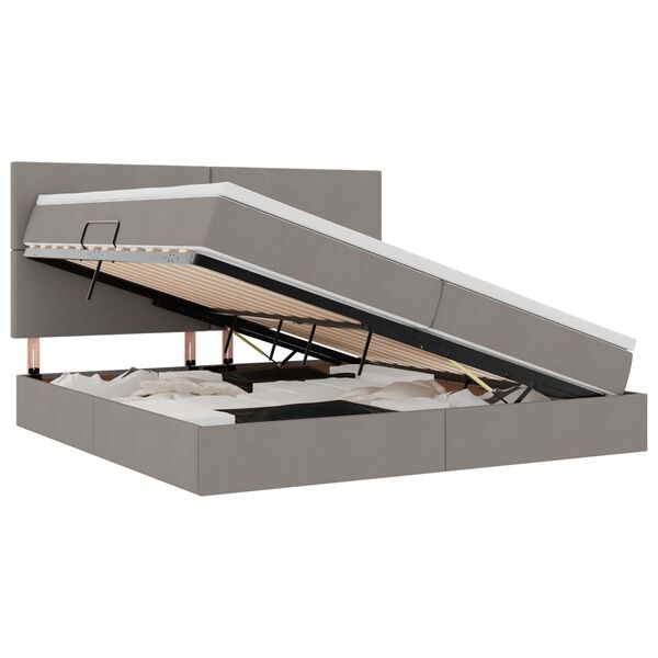 vidaXL Cama com arruma&ccedil;&atilde;o e LED Cinzento-acastanhado 200 x 200 cm