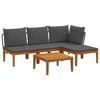 vidaXL 5 unid. Conjunto de Lounge de Jardim com Almofadas Natural