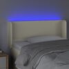 vidaXL Cabeceira de cama c/ LED 93x16x78/88 cm couro artificial cr&egrave;me