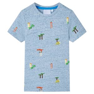 vidaXL T-shirt para crian&ccedil;a azul mesclado 104
