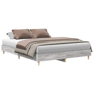 vidaXL Estrutura de cama sem colch&atilde;o 150x200 cm sonoma cinzento