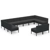 vidaXL 12 pcs conjunto lounge de jardim c/ almofad&otilde;es vime PE preto