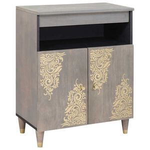 vidaXL Buffet Cinza e Ouro 60 x 33 x 75 cm Madeira de manga maci&ccedil;a