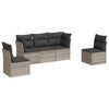 vidaXL 5 pcs conj. sof&aacute;s jardim c/ almofad&otilde;es vime PE cinzento-claro