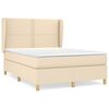 vidaXL Cama com molas/colch&atilde;o 140x190 cm tecido cor creme