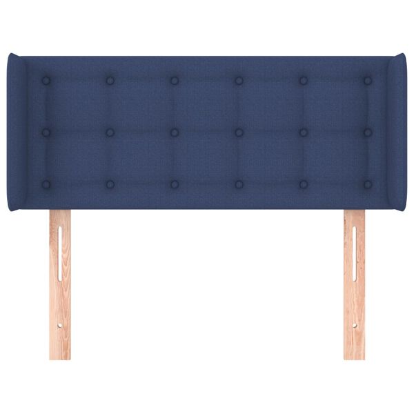 vidaXL Cabeceira de cama c/ abas tecido 103x16x78/88 cm azul