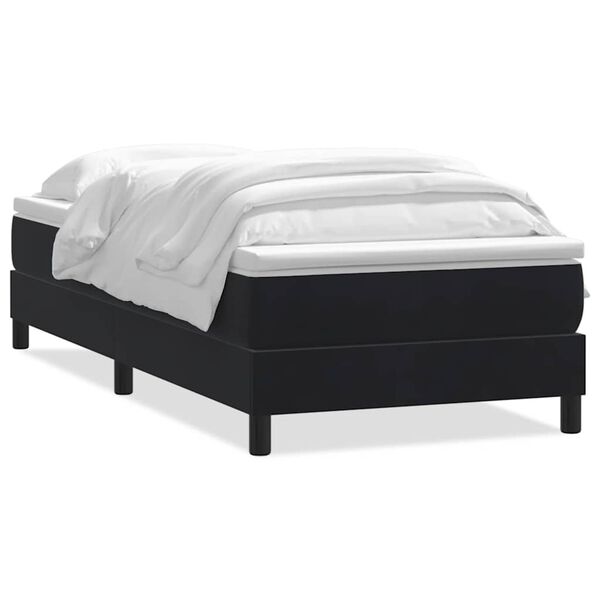 vidaXL Cama com molas/colch&atilde;o 100x210 cm veludo Preto