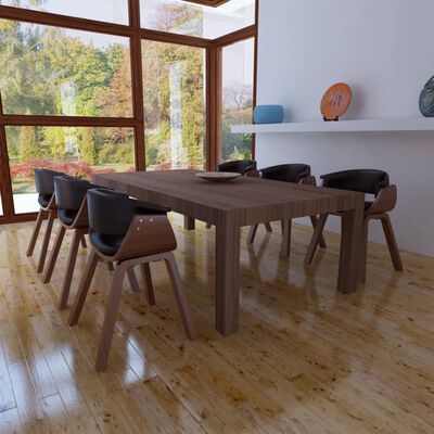 vidaXL Cadeiras de jantar 6 pcs madeira curvada e couro artificial