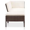 vidaXL 8 pcs conjunto lounge jardim c/ almofad&otilde;es vime PE castanho