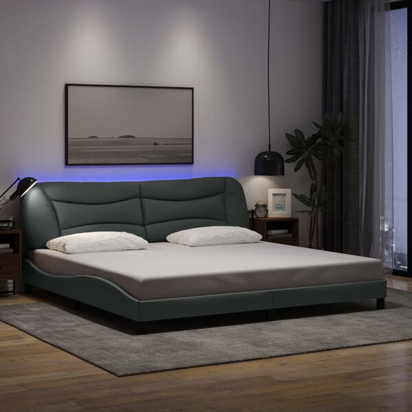 vidaXL Estrutura de cama com LED sem colch&atilde;o Hvar 200x200 cm tecido
