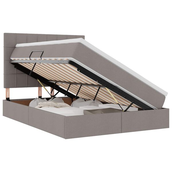 vidaXL Cama com arruma&ccedil;&atilde;o e LED Cinzento-acastanhado 140 x 200 cm