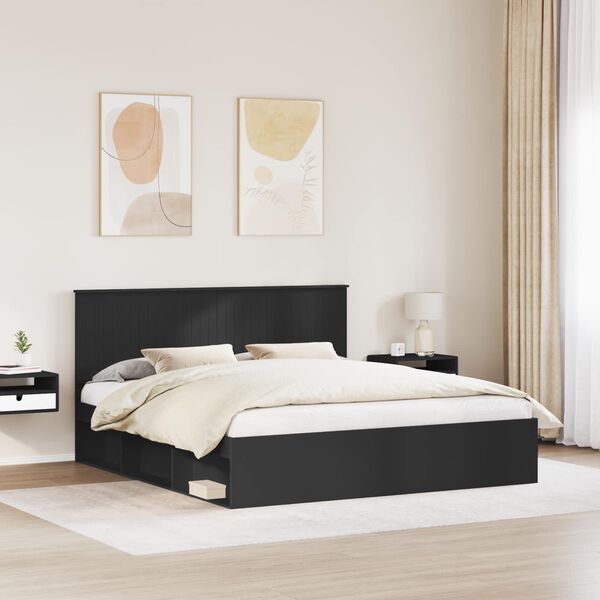 vidaXL Estrutura da Cama Preto 180 x 200 cm Madeira de Pinheiro S&oacute;lida
