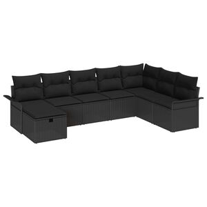 vidaXL Conjunto de Sof&aacute; de Jardim com almofada 8 pcs Preto vime PE