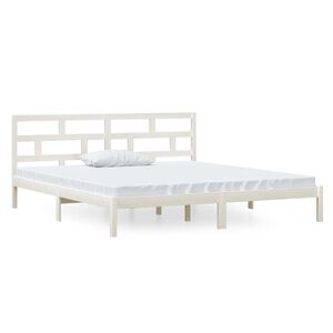 vidaXL Estrutura de cama 140x190 cm madeira de pinho maci&ccedil;a branco