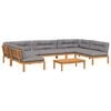 vidaXL 6 pcs conj. sof&aacute;s paletes p/ jardim c/ almofad&otilde;es ac&aacute;cia maci&ccedil;a