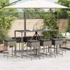 vidaXL 9 pcs conjunto de bar p/ jardim c/ almofad&otilde;es vime PE cinzento