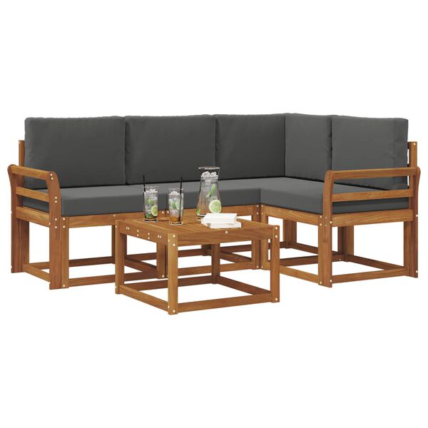 vidaXL Conjunto de Sof&aacute;s para Exterior 5 pcs Natural e Antracite