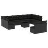 vidaXL 13 pcs conjunto de sof&aacute;s de jardim com almofad&otilde;es vime PE preto