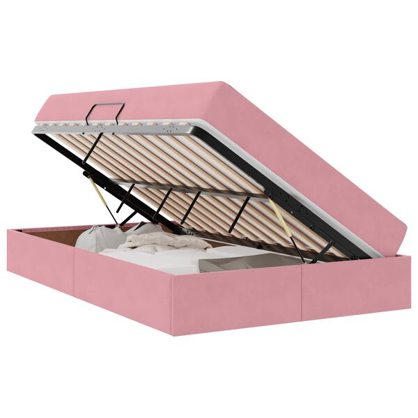vidaXL Cama com arruma&ccedil;&atilde;o e colch&atilde;o Rosa 120 x 200 cm Veludo